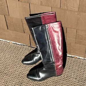 See By Chloe Black and Burgundy Knee Boots